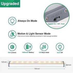 img 2 attached to 💡 Wireless Rechargeable Motion Sensor Under Cabinet Lighting with 20 LEDs - Closet Light, Wardrobe Stairs, Battery Operated LED Night Light, Warm White