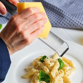 img 1 attached to 🧀 YJLIDJY Stainless Steel Graters for Kitchen - Cheese, Ginger, Vegetable, Cheese Slicer Set - Soft Touch Handle with Cleaning Brush