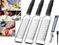 🧀 yjlidjy stainless steel graters for kitchen - cheese, ginger, vegetable, cheese slicer set - soft touch handle with cleaning brush logo