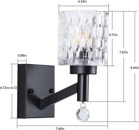 img 2 attached to 💡 Modern Black Vintage Wall Sconce with Glass Shade, Crystal Pendant for Bathroom, Living Room, Dining Room, Kitchen Island, Hallway, Bedroom Lighting Fixture