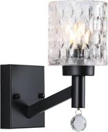 💡 modern black vintage wall sconce with glass shade, crystal pendant for bathroom, living room, dining room, kitchen island, hallway, bedroom lighting fixture логотип