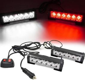 img 4 attached to 🚨 FOXCID 12V 2X6 LED 9 Modes Traffic Advisor Emergency Warning Strobe Lights for Vehicle Interior Roof, Dash, Windshield, Grille, Deck – Universal Waterproof (White/Red)
