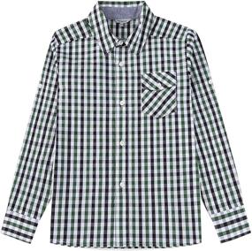 img 4 attached to High-Quality Bienzoe Cotton Button Sports Shirts for Boys - Tops, Tees & Shirts