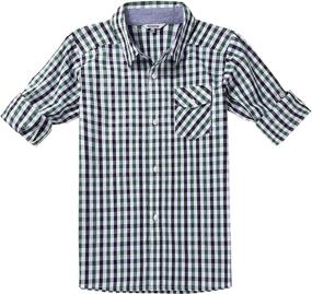 img 2 attached to High-Quality Bienzoe Cotton Button Sports Shirts for Boys - Tops, Tees & Shirts