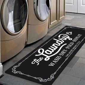 img 3 attached to 🧺 Полукочедные ковры для прачечной в стиле фермхаус 20"x59" - Антискользящие и водонепроницаемые коврики для кухни и ванной комнаты.
