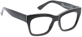 img 1 attached to 👓 Peepers by PeeperSpecs Women's Shine On Square Blue Light Blocking Reading Glasses, Black, 53 + 1.5