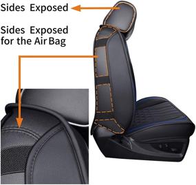 img 1 attached to Customized Aierxuan Car Seat Covers for Chevy Silverado & GMC Sierra - Front Pair, Waterproof Faux Leather, 2007-2021 1500/2500/3500HD Crew, Double, Extended Cab Pickup Truck - Black & Blue