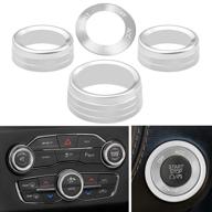 aluminum alloy-set of 4 air conditioner switch cover cd button knob ring compatible with dodge challenger charger chrysler 300 300s (2015-2021) (silver) logo