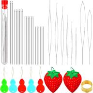 🧵 37-piece assorted beading needles set - long straight beading thread needles with big eye - includes sewing pin cushion, needle threaders, thimble, and needle bottle - ideal for jewelry making logo