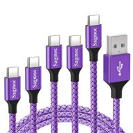 light purple usb type c charger cable - sagmoc rapid charging cord, shiny nylon braided, 5 pack 10ft 2x6ft 3ft 2ft, compatible with samsung s10 s9 s8 plus логотип