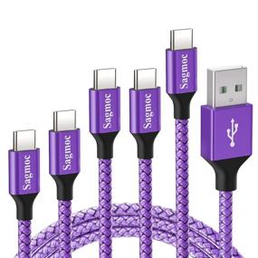 img 4 attached to Light Purple USB Type C Charger Cable - Sagmoc Rapid Charging Cord, Shiny Nylon Braided, 5 Pack 10FT 2X6FT 3FT 2FT, Compatible with Samsung S10 S9 S8 Plus