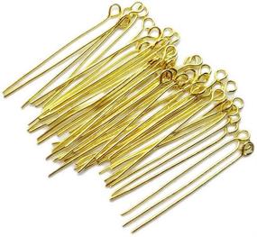 img 3 attached to 🧵 Premium Beading Station Eye Pins 300pcs Set: Silver/Gold/Black Plated, 21GA, 1.5"/35mm Length