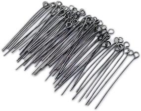 img 1 attached to 🧵 Premium Beading Station Eye Pins 300pcs Set: Silver/Gold/Black Plated, 21GA, 1.5"/35mm Length