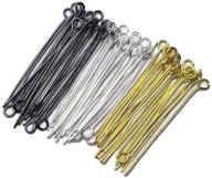 🧵 premium beading station eye pins 300pcs set: silver/gold/black plated, 21ga, 1.5"/35mm length logo