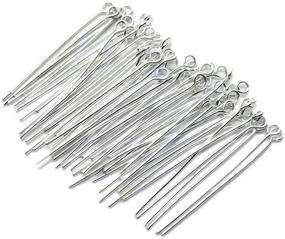 img 2 attached to 🧵 Premium Beading Station Eye Pins 300pcs Set: Silver/Gold/Black Plated, 21GA, 1.5"/35mm Length