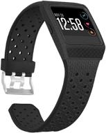 📱 skylet fitbit ionic bands for men with case: soft replacement sport wristband with metal clasp for fitbit ionic smart watch - black (no tracker included) logo