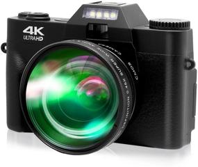 img 4 attached to Цифровая камера-видеокамера WiFi 4K 48MP с ночным режимом ИК, цифровым зумом 16X, съемкой для YouTube, поворотным экраном и широкоугольным объективом - в комплекте 2 батареи