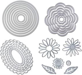 img 4 attached to 🌸 27 PCS Metal Cutting Dies Stencil for Card Making Scrapbooking DIY Album Paper - Flowers, Leaves, Circle, Oval - TuNan Carbon Steel Template Molds, Embossing Tool for Envelope Gift Box