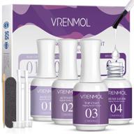 💅 vrenmol 0.5oz nail dip powder liquid set - activator, base coat, top coat, and brush saver - essential nails manicure kit for natural dry - dipping powder logo