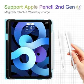 img 1 attached to 🌸 Fintie iPad Air 4 Case 10.9 Inch 2020 with Pencil Holder, Multi-Angle Viewing Cover [Supports 2nd Gen Pencil Charging] with Pocket, Auto Sleep/Wake for 4th Generation iPad Air, Blossom