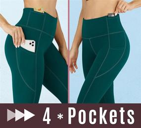 img 1 attached to 🩳 High-Waisted Yoga Pants for Women with Built-In Pockets - Ultimate Workout Leggings for Women