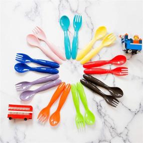 img 1 attached to 🍴 Youngever 36 Pcs Plastic Toddler Utensils: Set of 18 in 9 Assorted Colors - Forks, Spoons, Dishwasher Safe, Toddler Silverware & Cutlery Set