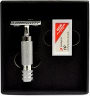 🪒 cs-204 classic samurai short handled double edge safety razor with 10 count dorco double edge razor blades - heavy duty option logo