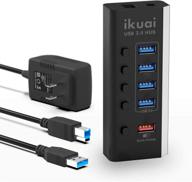 🔌 ikuai 5 port powered usb hub 3.0 with fast charging port - usb extender hub with power adapter and on/off switches logo