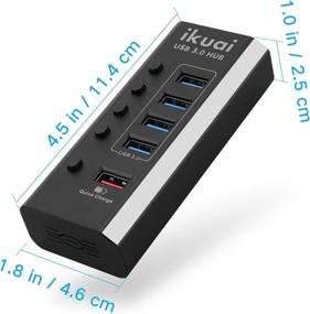 img 1 attached to 🔌 Ikuai 5 Port Powered USB Hub 3.0 with Fast Charging Port - USB Extender Hub with Power Adapter and On/Off Switches