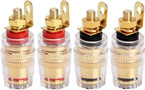 img 4 attached to 🔌 Gold Plated Binding Post Banana Plugs for Speaker Amplifier Terminals | 4MM Plug with Transparent Covers | Connectors in Red & Black | 2 Pairs (Small-Short)