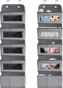 img 3 attached to 🚪 5 Big Pocket Over-The-Door Hanging Organizer Storage with Clear Windows - Wall Mount Storage for Pantry, Baby Nursery, Bathroom, and Closet - Includes 2 Metal Hooks