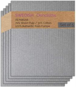 img 4 attached to 🧽 Pack of 5 Swedish Dishcloths (Gray) - Reusable Paper Towel Alternative, Swededishcloths - Eco-Friendly Absorbent Cleaning Sponge Cloths