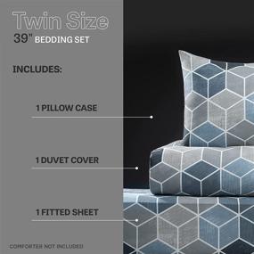 img 3 attached to XLNT Twin Size Bedding Set – Duvet Cover, Comforter Cover, and Pillowcases – Soft Cotton Blend, Textured Geo Blue Design – Machine Washable