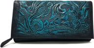 👜 blue mahoe narita vintage floral leather wallet: artisan handmade designer gift for women logo