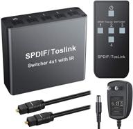 🔊 esynic 4x1 toslink switch: цифровой оптический аудио-переключатель с пультом дистанционного управления - поддерживает pcm2.0 dts ac3 логотип