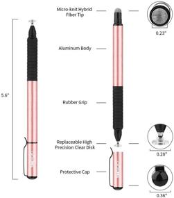 img 1 attached to 🌹 digiroot Universal Stylus - 2-in-1 Disc Stylus Pen for Touch Screens - Rose Gold with 9 Replacement Tips