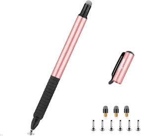 img 4 attached to 🌹 digiroot Universal Stylus - 2-in-1 Disc Stylus Pen for Touch Screens - Rose Gold with 9 Replacement Tips
