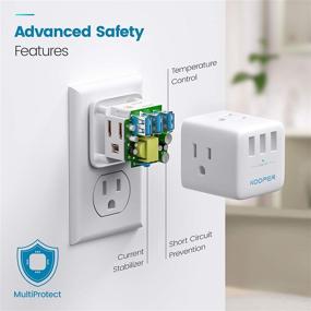 img 2 attached to 🔌 KOOPER Multi Plug Outlet Extender with 3 Outlet Splitter, 3 USB Charger 3.0A - Wide Spaced Cube Plug Extender Outlet Adapter for Kitchen, Bathroom, Dorm, Office, Cruise Ship, and Travel - Essential