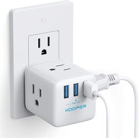 img 4 attached to 🔌 KOOPER Multi Plug Outlet Extender with 3 Outlet Splitter, 3 USB Charger 3.0A - Wide Spaced Cube Plug Extender Outlet Adapter for Kitchen, Bathroom, Dorm, Office, Cruise Ship, and Travel - Essential