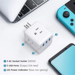 img 1 attached to 🔌 KOOPER Multi Plug Outlet Extender with 3 Outlet Splitter, 3 USB Charger 3.0A - Wide Spaced Cube Plug Extender Outlet Adapter for Kitchen, Bathroom, Dorm, Office, Cruise Ship, and Travel - Essential