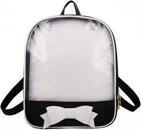 img 1 attached to 🎒 Transparent Window Leather Bowknot Backpack