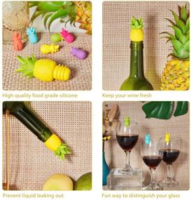 img 1 attached to 🍍 Set of 14 Pineapple Silicone Bottle Stoppers: Wine Glass Markers, Charms, and Stoppers for Reusable Beverage Bottles - Perfect Tropic Wine Glass Charms for Wedding Party Gifts