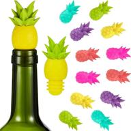 🍍 set of 14 pineapple silicone bottle stoppers: wine glass markers, charms, and stoppers for reusable beverage bottles - perfect tropic wine glass charms for wedding party gifts логотип