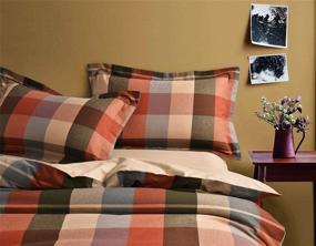 img 3 attached to UFO Home 300 TC 100% Yarn-Dyed Cotton Flannel Plaid Duvet Cover Set - King Size (Carlson)