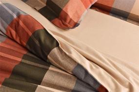 img 2 attached to UFO Home 300 TC 100% Yarn-Dyed Cotton Flannel Plaid Duvet Cover Set - King Size (Carlson)