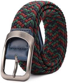 img 4 attached to Braided Canvas Stretch Belt: Trendy, Elastic Casual Belt for Men, Women, and Juniors - 1.26 Inches Wide with Multicolored Design