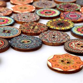 img 3 attached to 100 Pcs Mixed Color Wood Buttons - EUBags 1 Inch Natural Round Shapes Retro Buttons: Vintage Buttons for DIY Sewing Crafts with 2 Holes