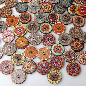 img 1 attached to 100 Pcs Mixed Color Wood Buttons - EUBags 1 Inch Natural Round Shapes Retro Buttons: Vintage Buttons for DIY Sewing Crafts with 2 Holes