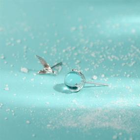 img 3 attached to 🧜 Cute Mermaid Tail Stud Earrings: Sterling Silver Blue Crystal Bubble Wedding Ear Piercing studs for Women & Teens