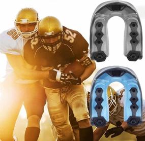 img 1 attached to 2Pcs MXiiXM Football Mouth Guard with Strap - Soft Youth Mouthpiece for Football, Boxing, MMA, Lacrosse, Rugby, Basketball - Professional Sports Mouth Guard with Lacrosse Goggles (Blue)